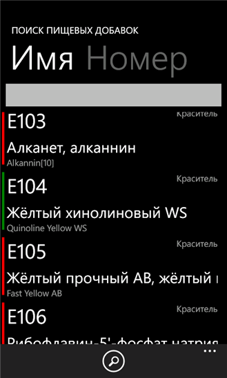 Пищевые добавки Е для Windows Phone