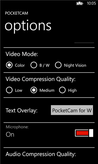 PocketCam для Windows Phone