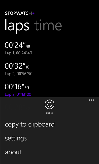 Stopwatch+ для Windows Phone