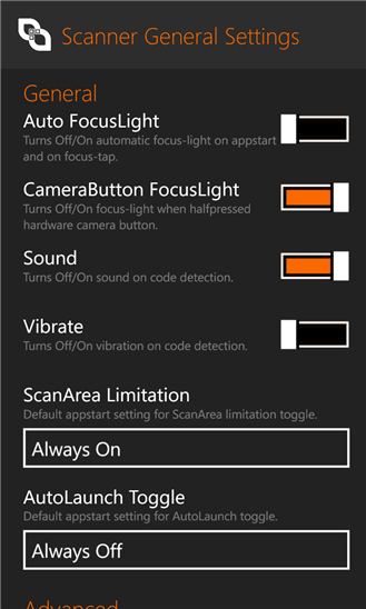 QR Scanner+ для Windows Phone