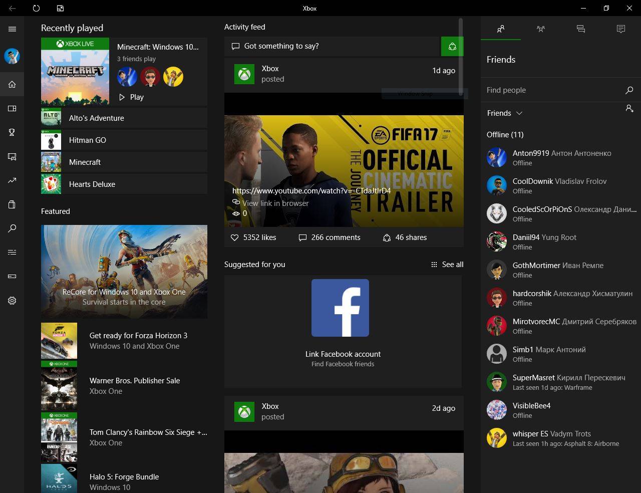 Xbox app windows 10