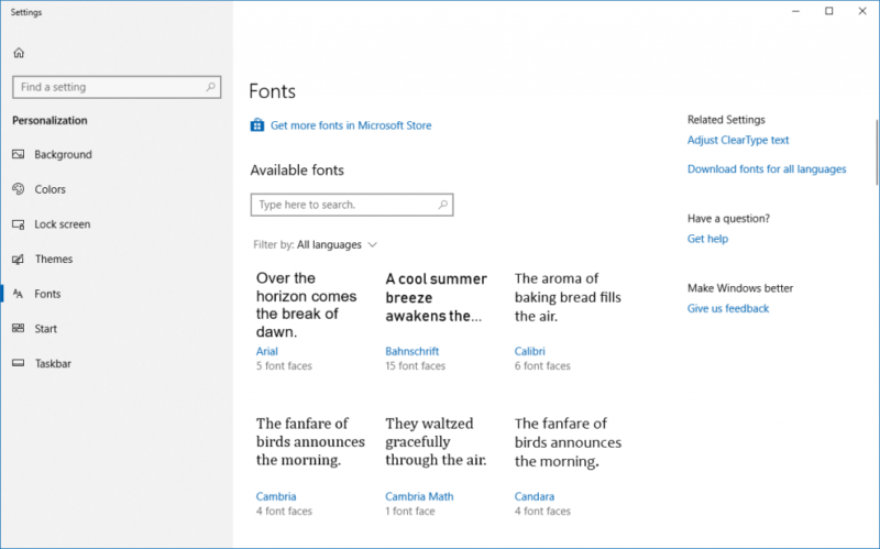 Fonts Page