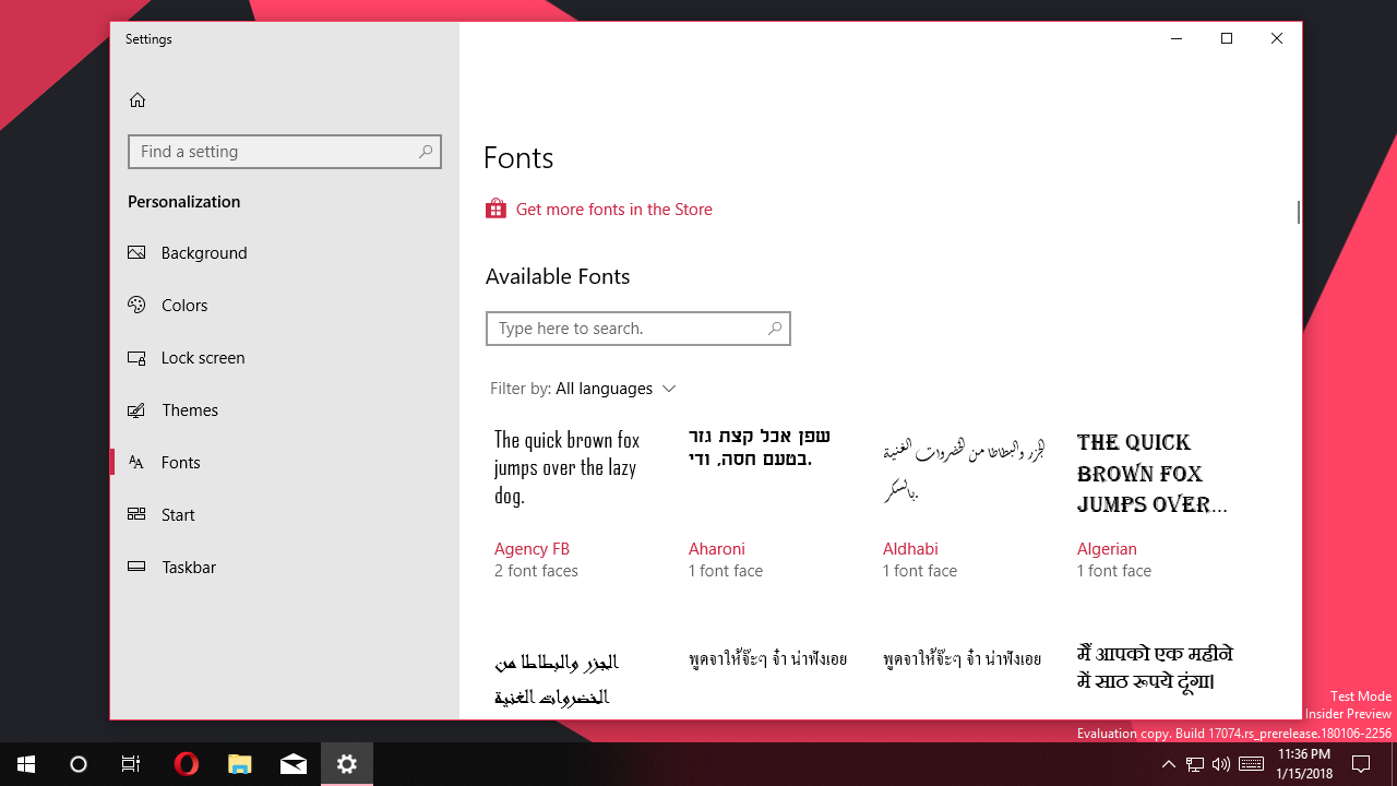 Available fonts